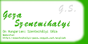 geza szentmihalyi business card